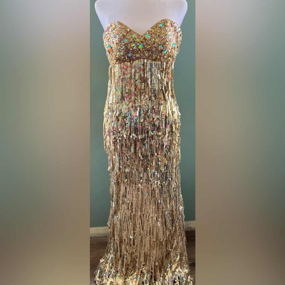 Night moves gold sequin gown size 2